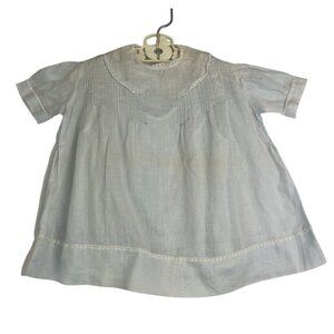 Vintage 30s/40s Pale Blue Cotton Batiste Baby Dress & Slip Philippines Hand Made